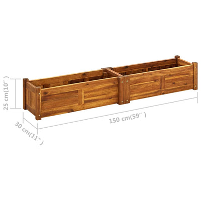 Garden Raised Bed Acacia Wood 59"x11.8"x9.8"