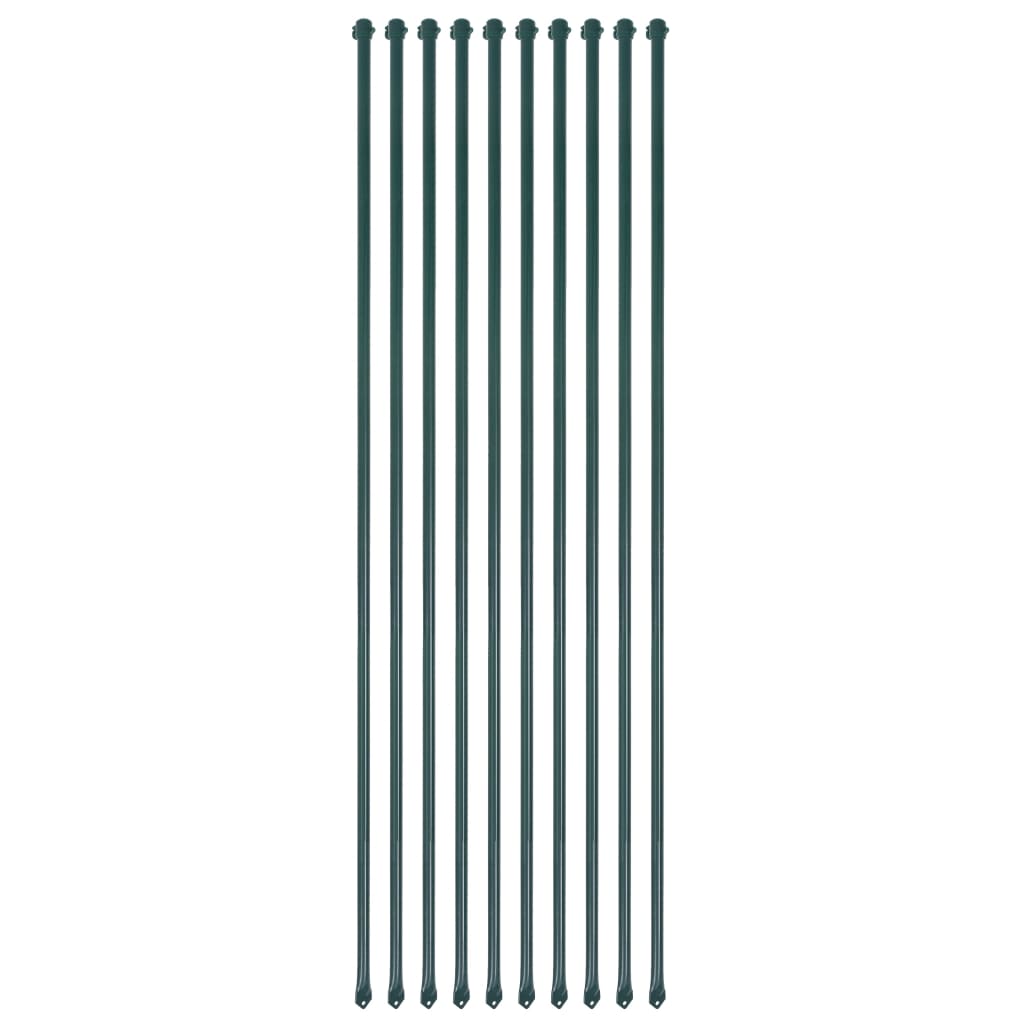 Garden Posts 10 pcs 59.1" Metal Green