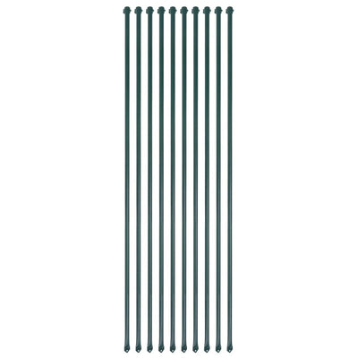 Garden Posts 10 pcs 59.1" Metal Green