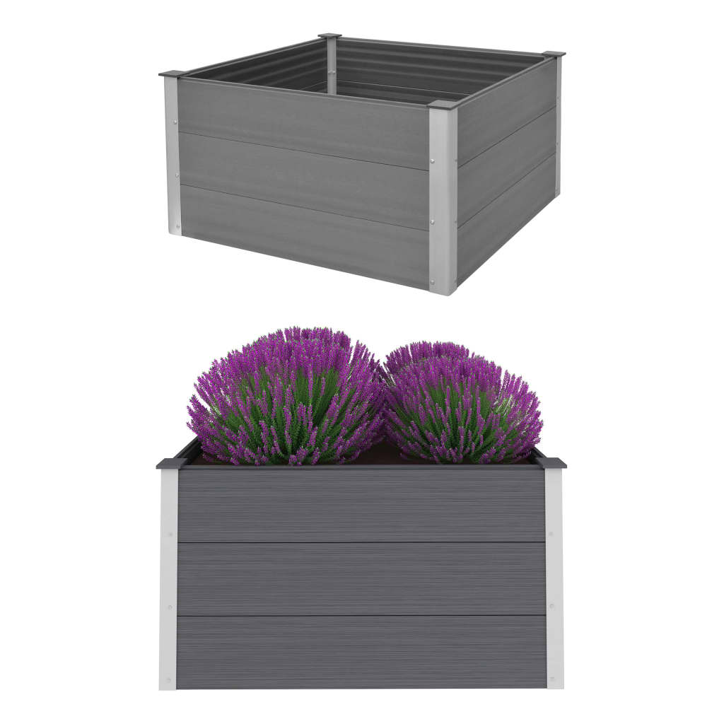 Garden Raised Bed WPC 39.4"x39.4"x21.3" Gray