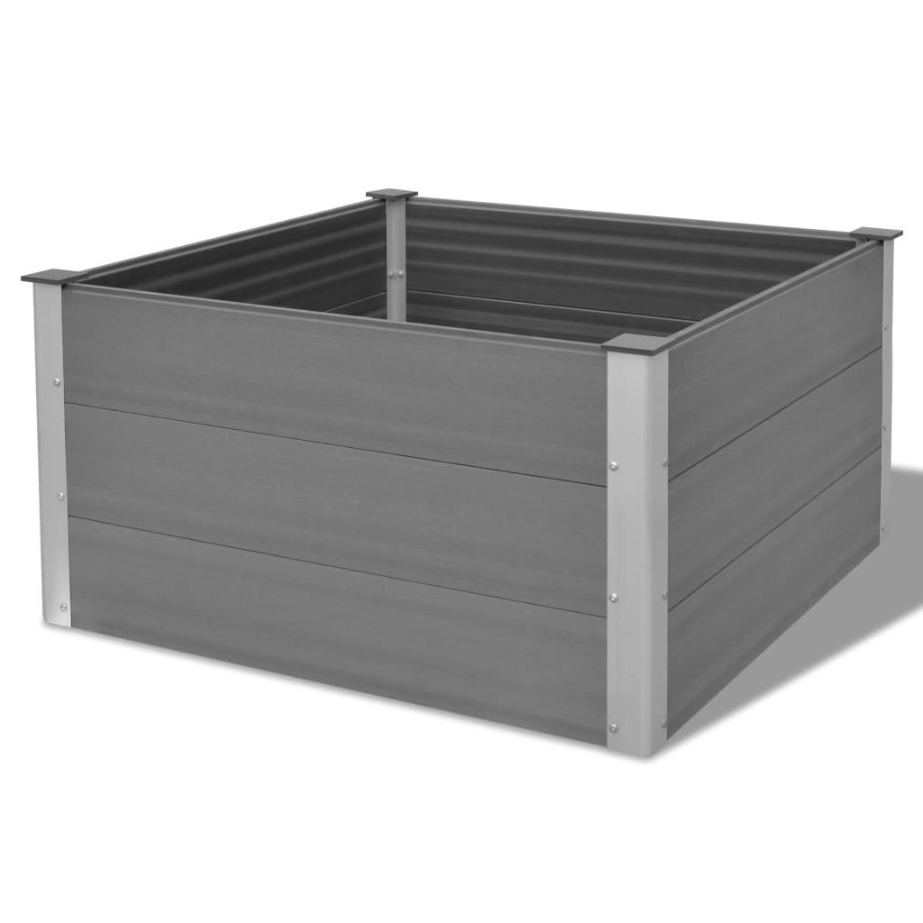 Garden Raised Bed WPC 39.4"x39.4"x21.3" Gray