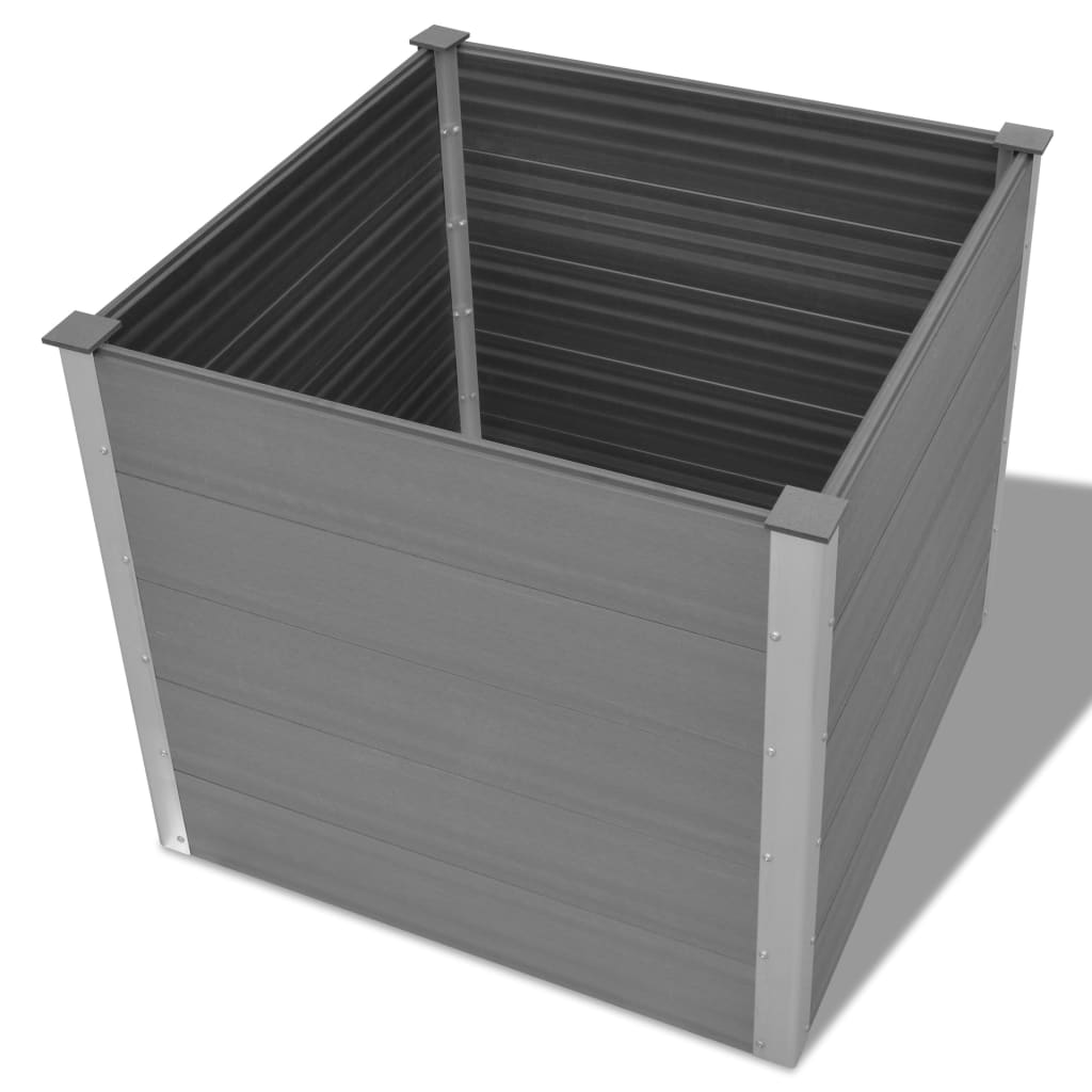 Garden Raised Bed WPC 39.4"x39.4"x35.8" Gray