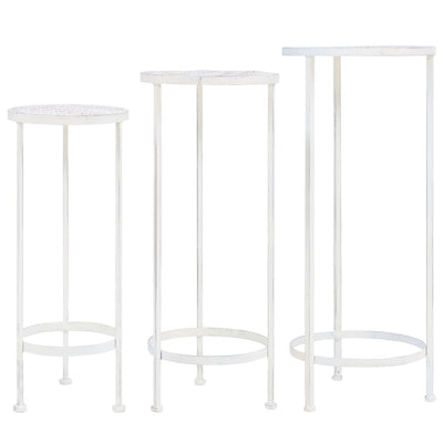 Plant Stand Set 3 Pieces Vintage Style Metal Antique White