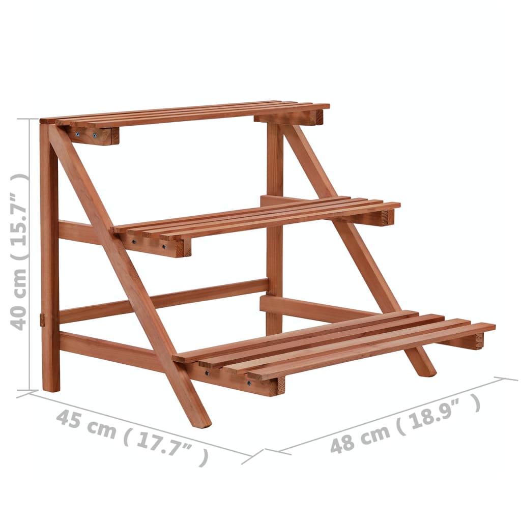 3-Tier Plant Stand Cedar Wood 18.9"x17.7"x15.7"