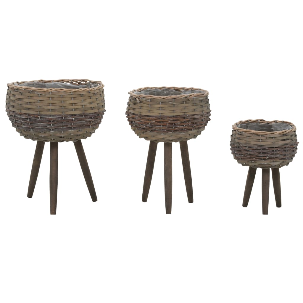 Planter 3 pcs Wicker with PE Lining