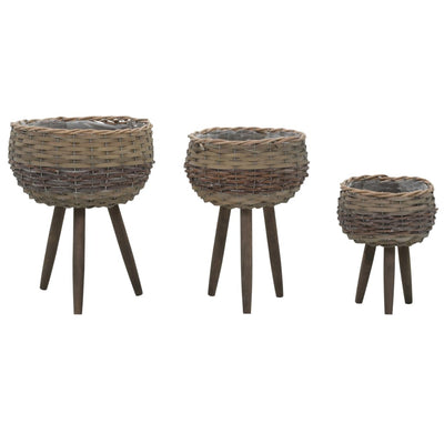 Planter 3 pcs Wicker with PE Lining