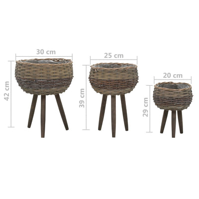 Planter 3 pcs Wicker with PE Lining