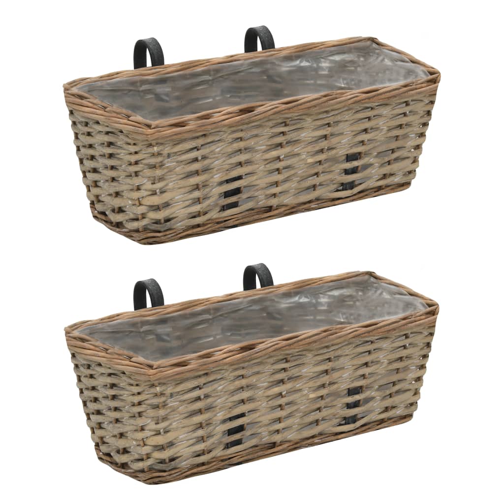 Balcony Planter 2 pcs Wicker with PE Lining 15.7"