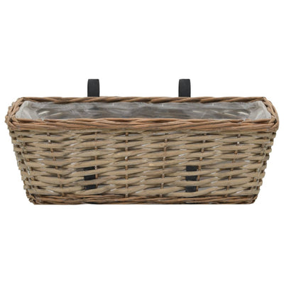 Balcony Planter 2 pcs Wicker with PE Lining 15.7"