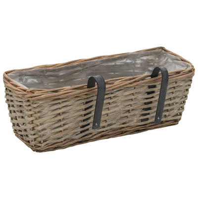 Balcony Planter 2 pcs Wicker with PE Lining 15.7"