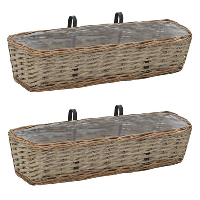 Balcony Planter 2 pcs Wicker with PE Lining 23.6"