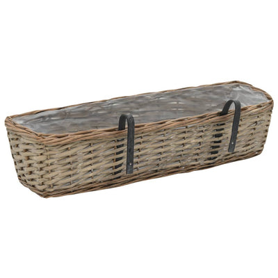 Balcony Planter 2 pcs Wicker with PE Lining 23.6"