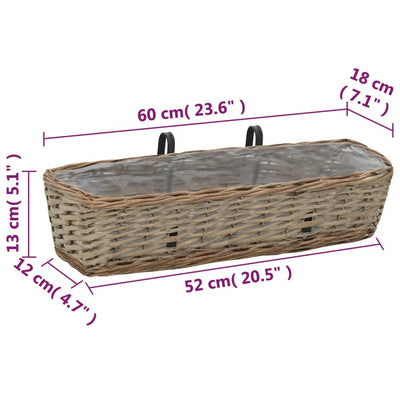 Balcony Planter 2 pcs Wicker with PE Lining 23.6"