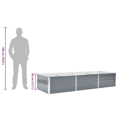 Raised Bed Grey Galvanized Steel 94.5 x 31.5 x 17.7 in Durable