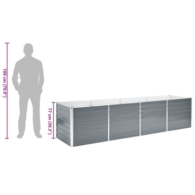 Raised Bed Grey Galvanized Steel 126.0x31.5x30.3 in Heavy Duty