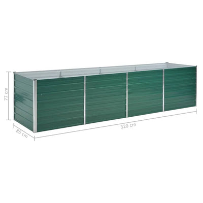 Garden Raised Bed Galvanized Steel 126"x31.5"x31.3" Green