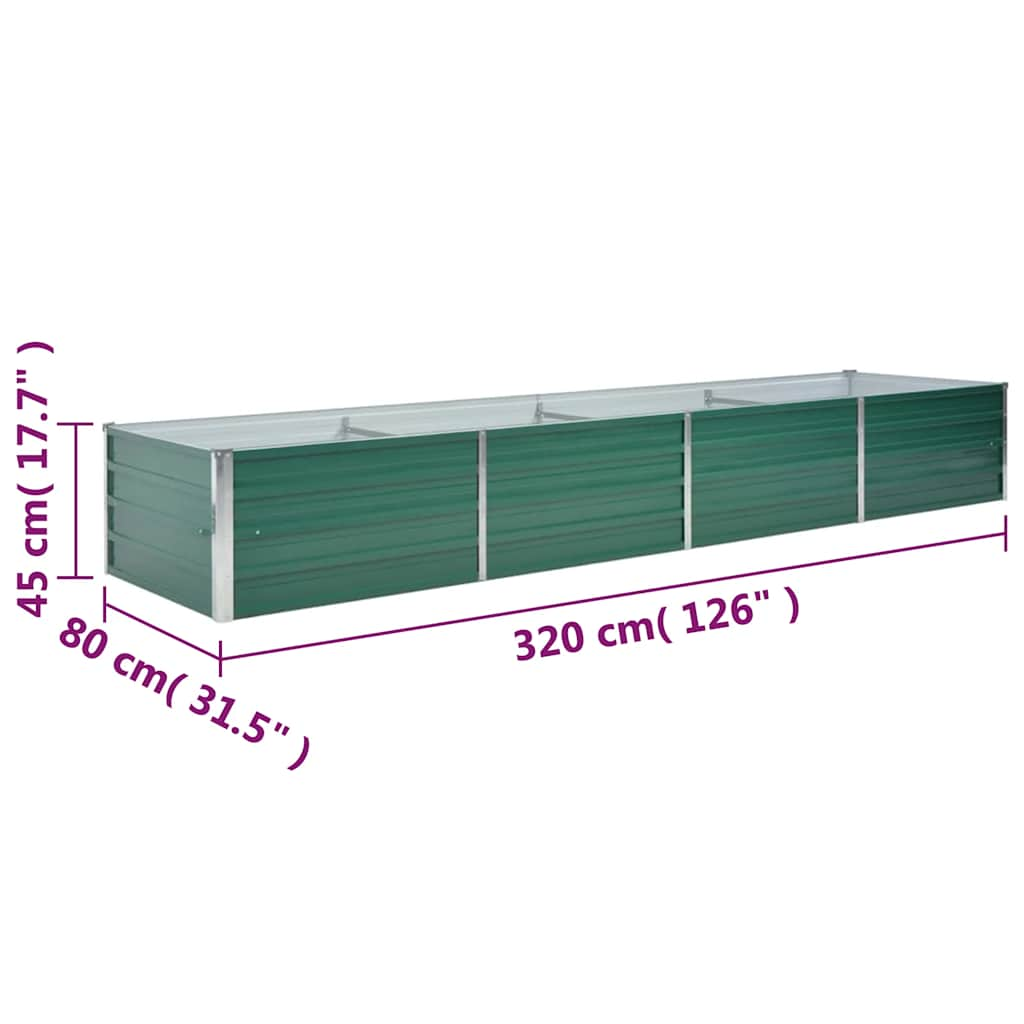 Garden Raised Bed Galvanized Steel 126"x31.5"x17.7" Green