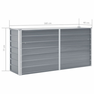 Garden Raised Bed Galvanized Steel 63"x15.7"x31.3" Gray