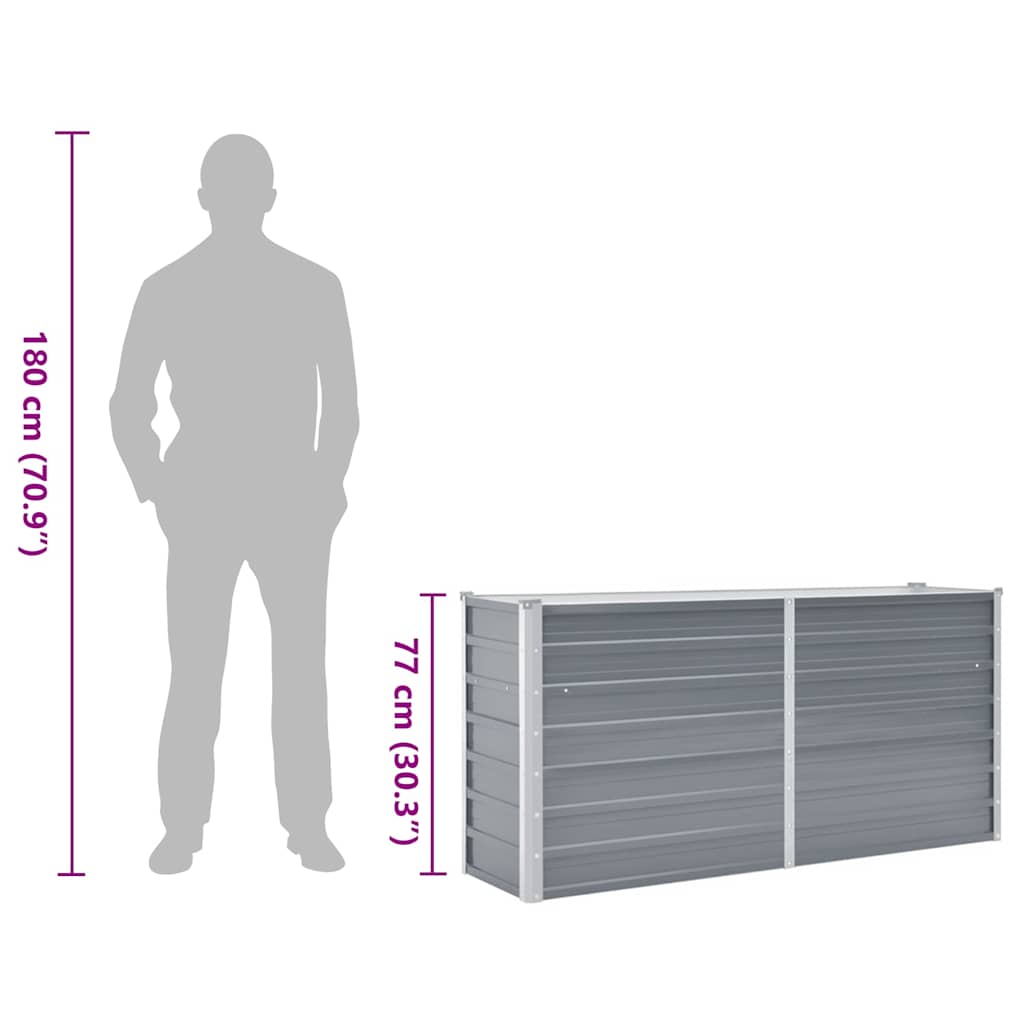 Raised Bed Grey Galvanized Steel 63.0 x 15.7 x 30.3 in Raised Bed