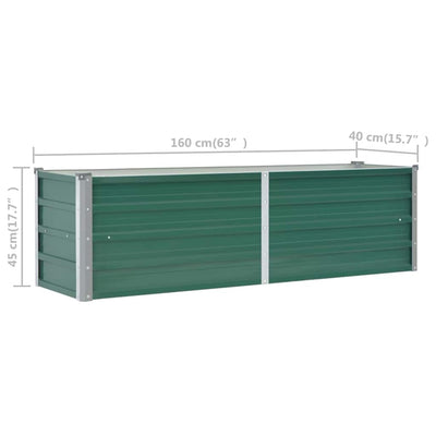 Garden Raised Bed Galvanized Steel 63"x15.7"x17.7" Green