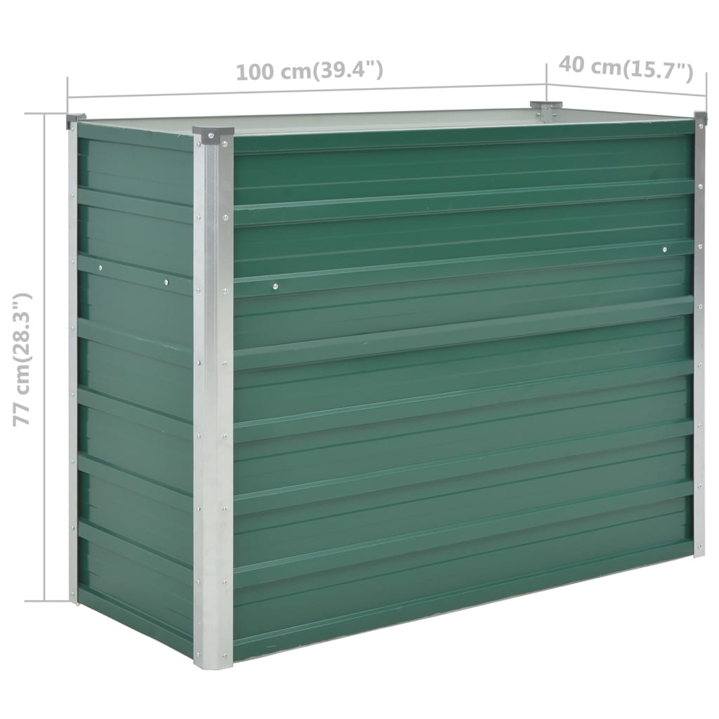 Garden Raised Bed Galvanized Steel 39.4"x15.7"x31.3" Green