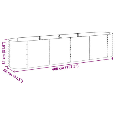 Garden Raised Bed 157.5"x31.5"x31.9" Galvanized Steel Silver