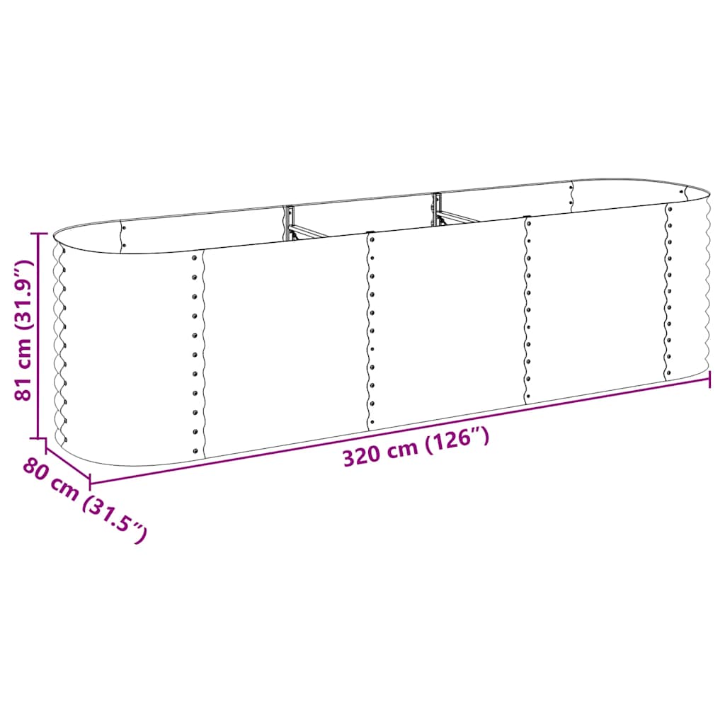 Garden Raised Bed 126"x31.5"x31.9" Galvanized Steel Silver