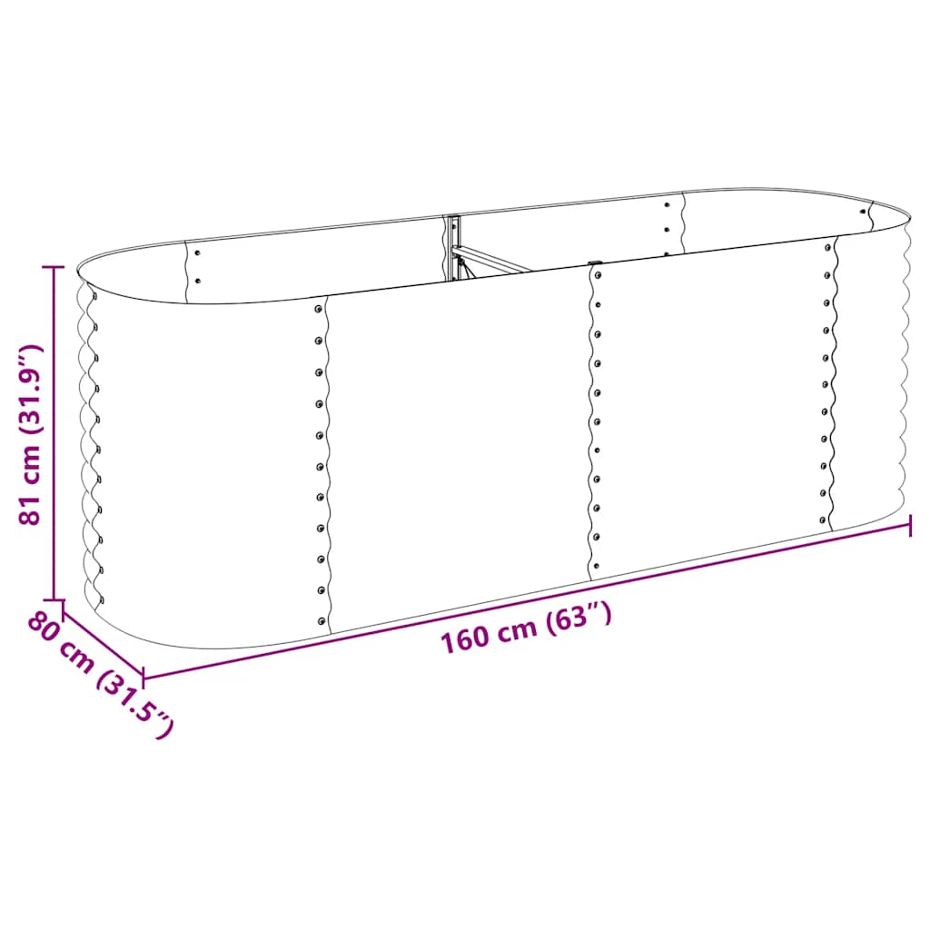 Garden Raised Bed 94.5"x31.5"x31.9" Galvanized Steel Silver