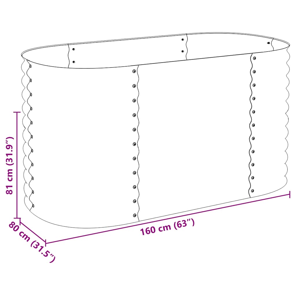 Garden Raised Bed Silver Galvanized Steel 63.0x31.5x31.9 in