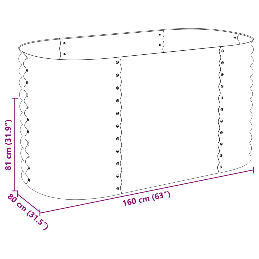 Garden Raised Bed 63"x31.5"x31.9" Galvanized Steel Silver