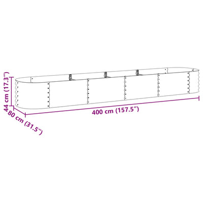 Garden Raised Bed 157.5"x31.5"x17.3" Galvanized Steel Silver