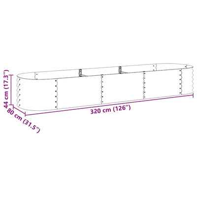 Garden Raised Bed 126"x31.5"x17.3" Galvanized Steel Silver