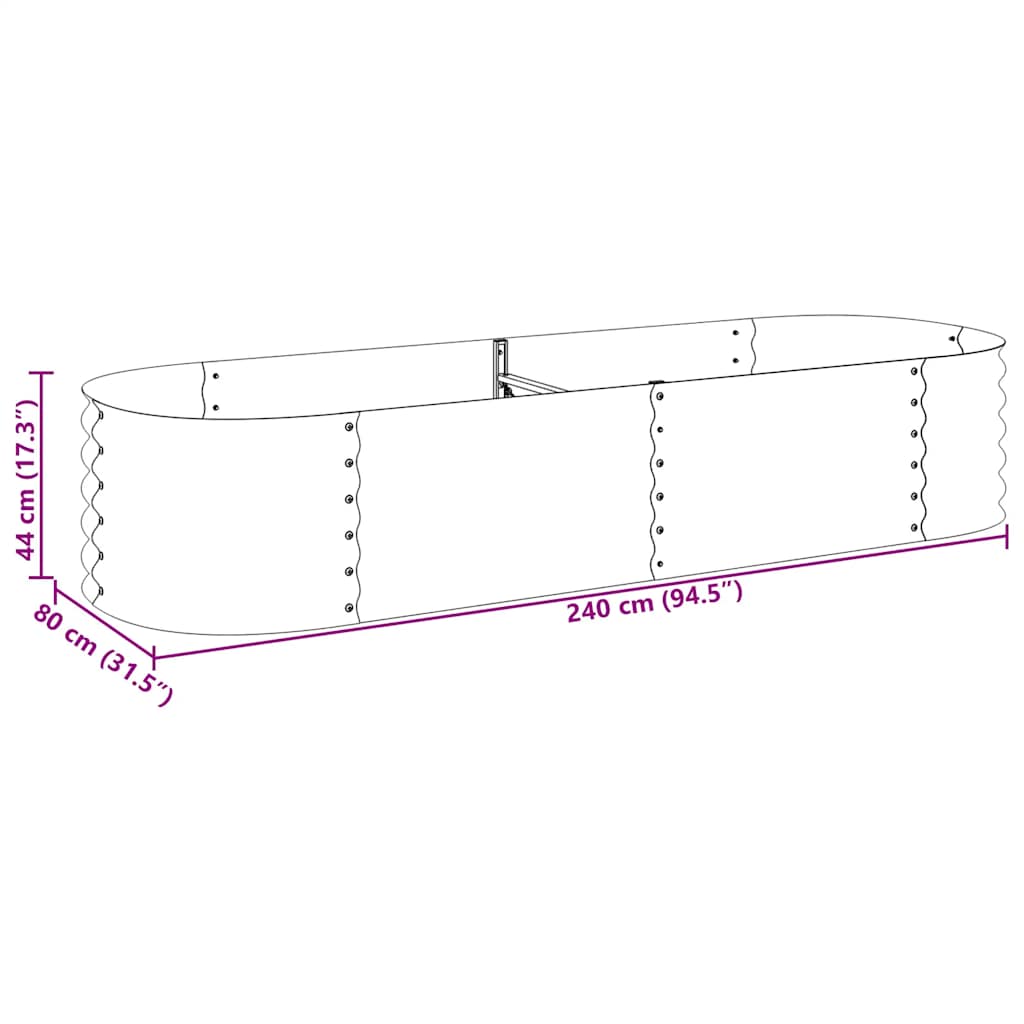 Garden Raised Bed 94.5"x31.5"x17.3" Galvanized Steel Silver