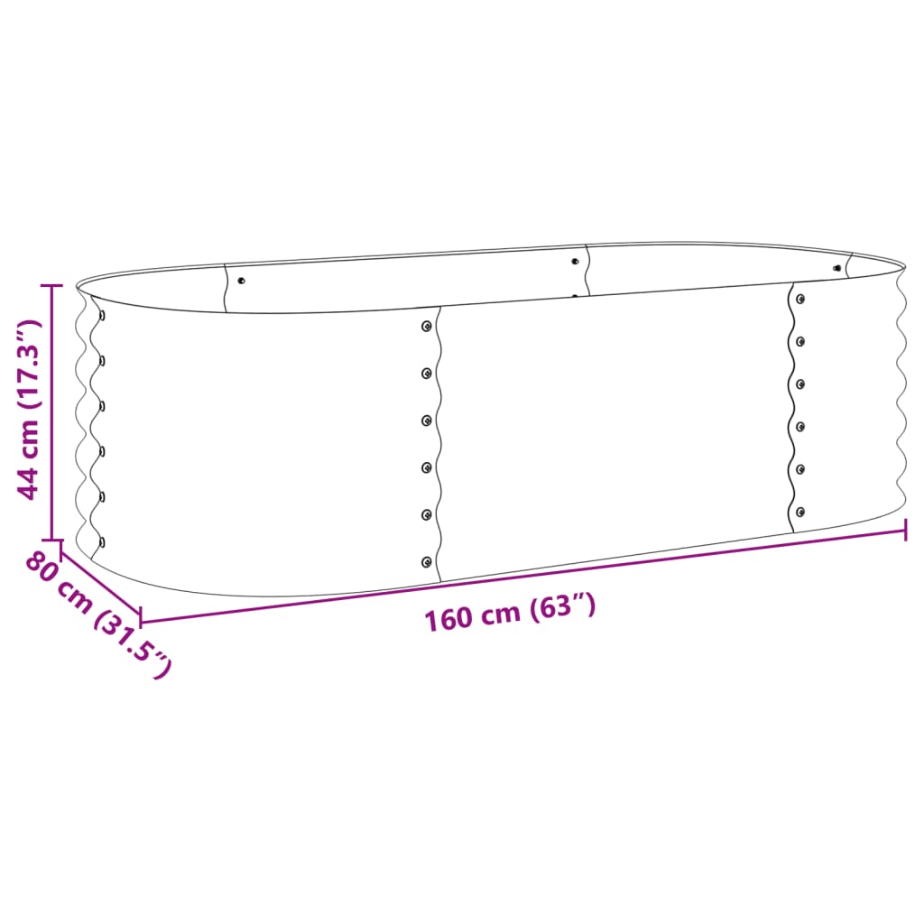 Garden Raised Bed 63"x31.5"x17.3" Galvanized Steel Silver