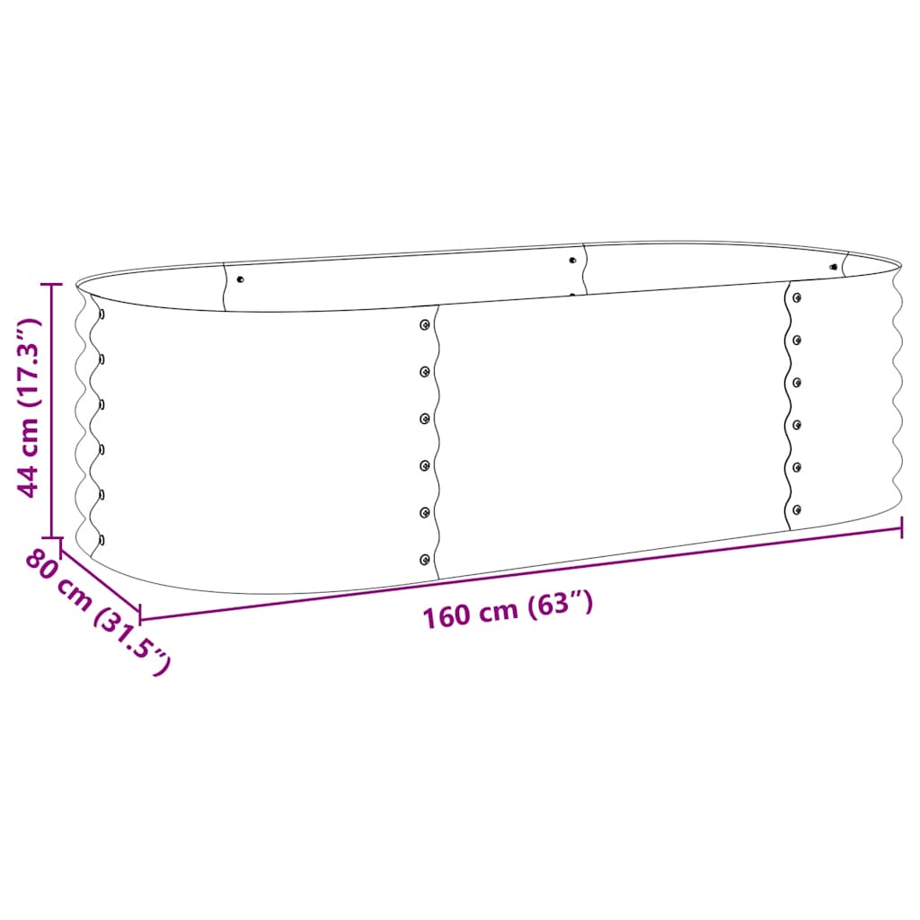 Garden Raised Bed 63"x31.5"x17.3" Galvanized Steel Silver