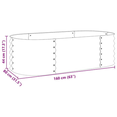 Garden Raised Bed 63"x31.5"x17.3" Galvanized Steel Silver