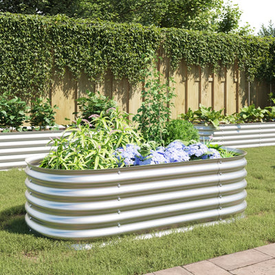 Garden Raised Bed 63"x31.5"x17.3" Galvanized Steel Silver