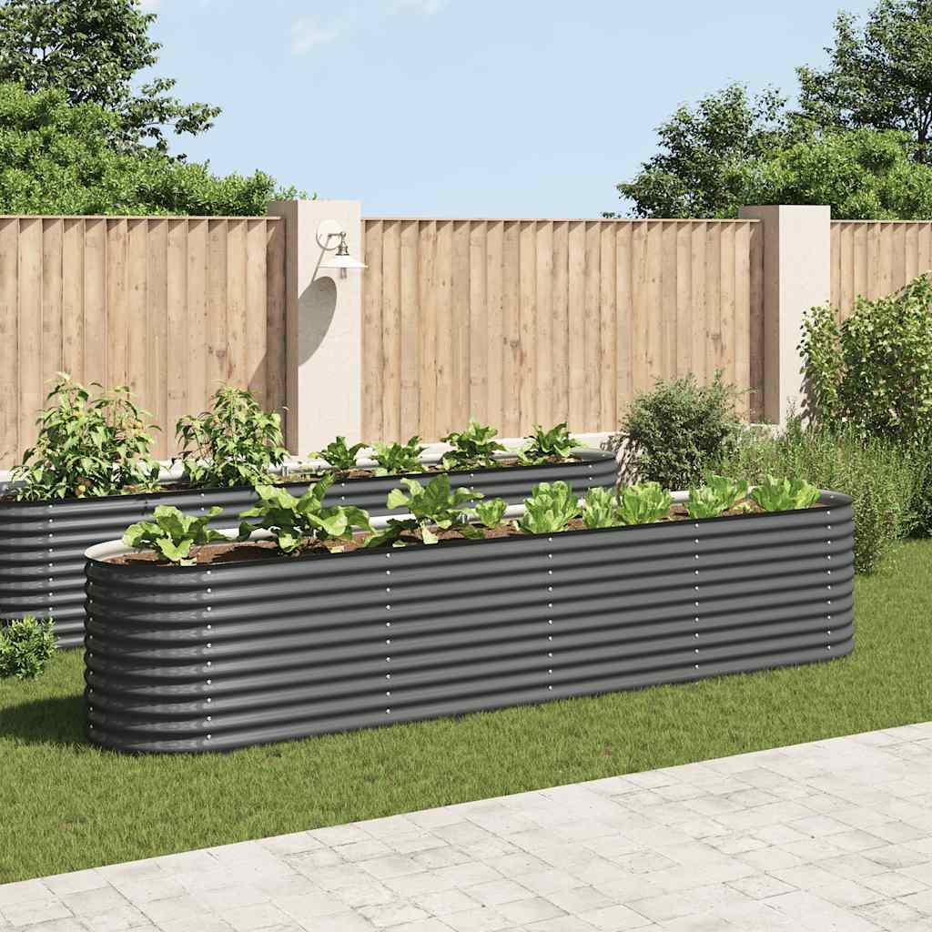 Garden Raised Bed 157.5"x31.5"x31.9" Galvanized Steel Gray