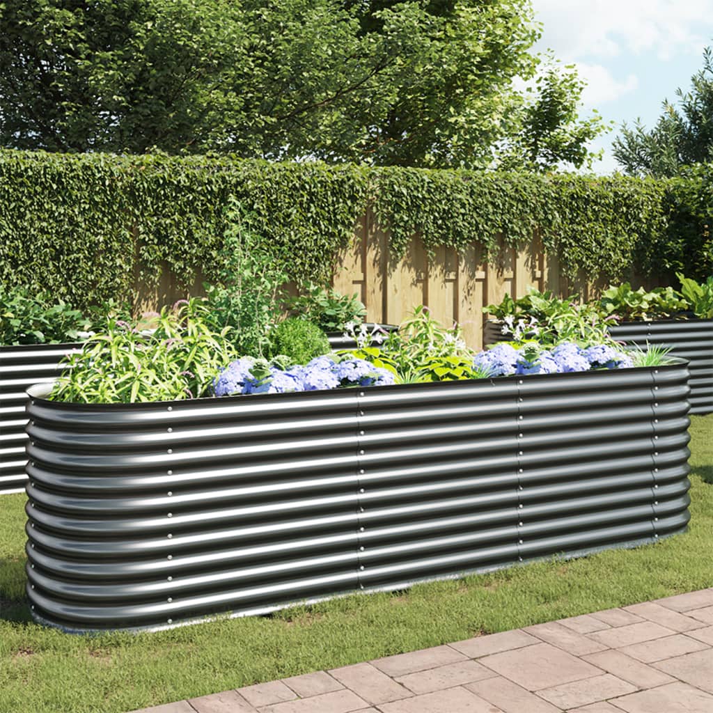 Garden Raised Bed 126"x31.5"x31.9" Galvanized Steel Gray