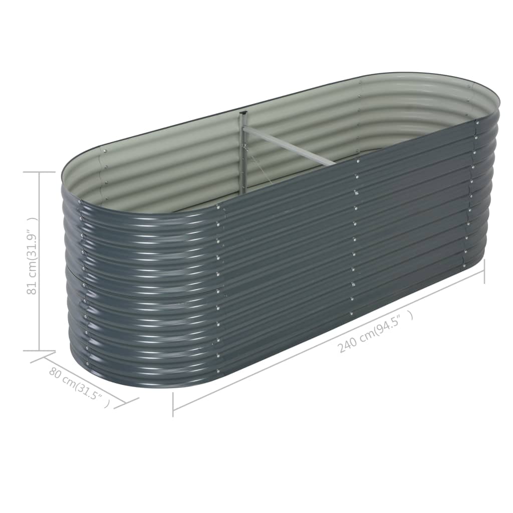 Garden Raised Bed 94.5"x31.5"x31.9" Galvanized Steel Gray