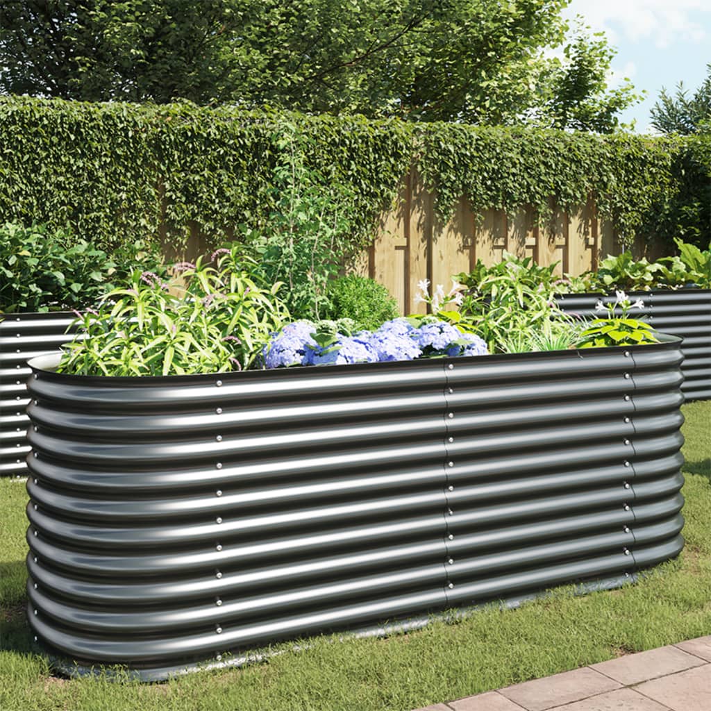 Garden Raised Bed 94.5"x31.5"x31.9" Galvanized Steel Gray