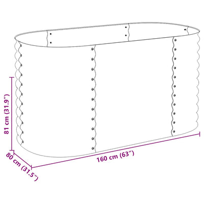 Garden Raised Bed 63"x31.5"x31.9" Galvanized Steel Gray