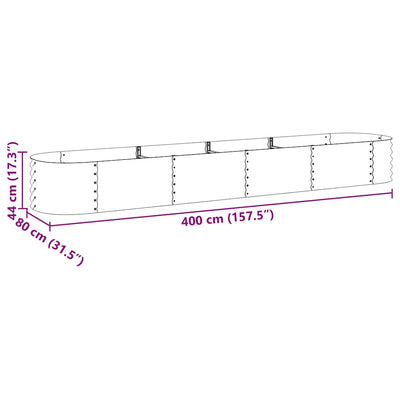 Garden Raised Bed 157.5"x31.5"x17.3" Galvanized Steel Gray