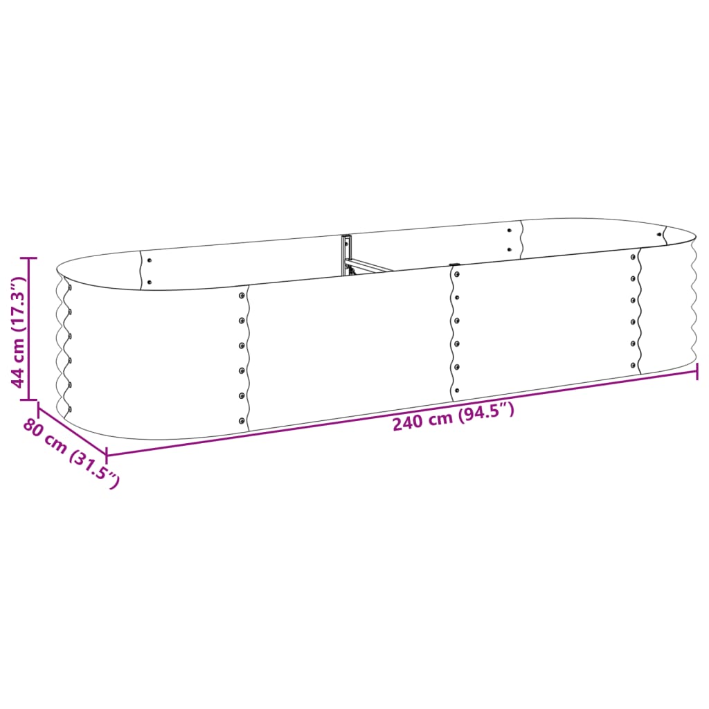 Garden Raised Bed 94.5"x31.5"x17.3" Galvanized Steel Gray