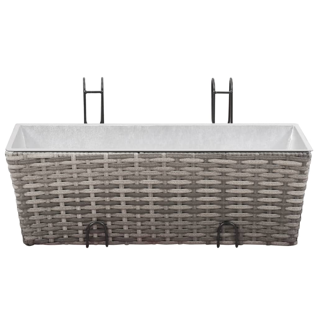 Balcony Raised Beds 2 pcs 19.7" Gray Poly Rattan