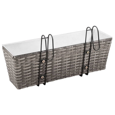 Balcony Raised Beds 2 pcs 19.7" Gray Poly Rattan