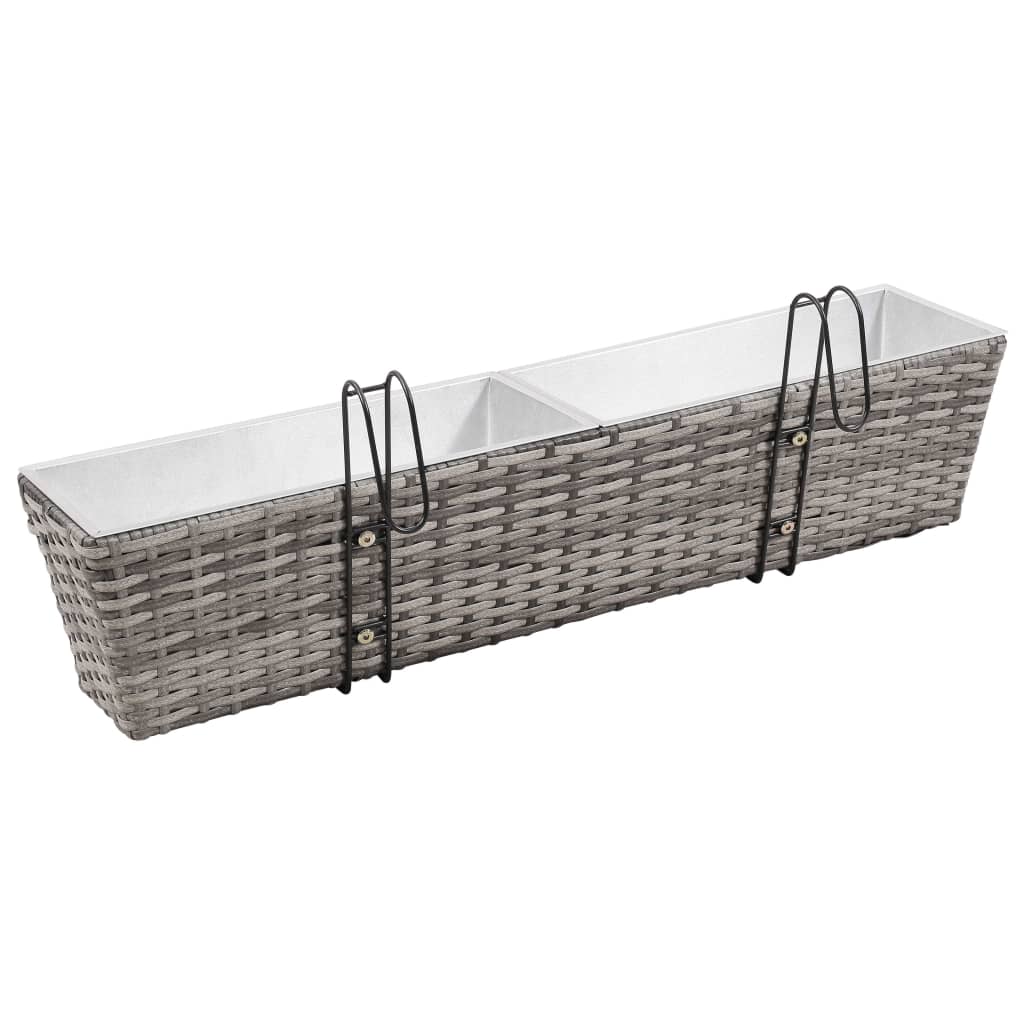 Balcony Raised Beds 2 pcs 31.5" Gray Poly Rattan