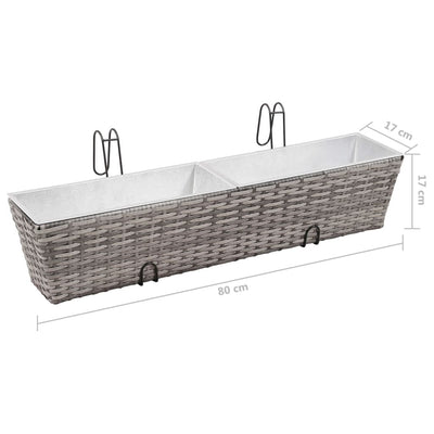 Balcony Raised Beds 2 pcs 31.5" Gray Poly Rattan