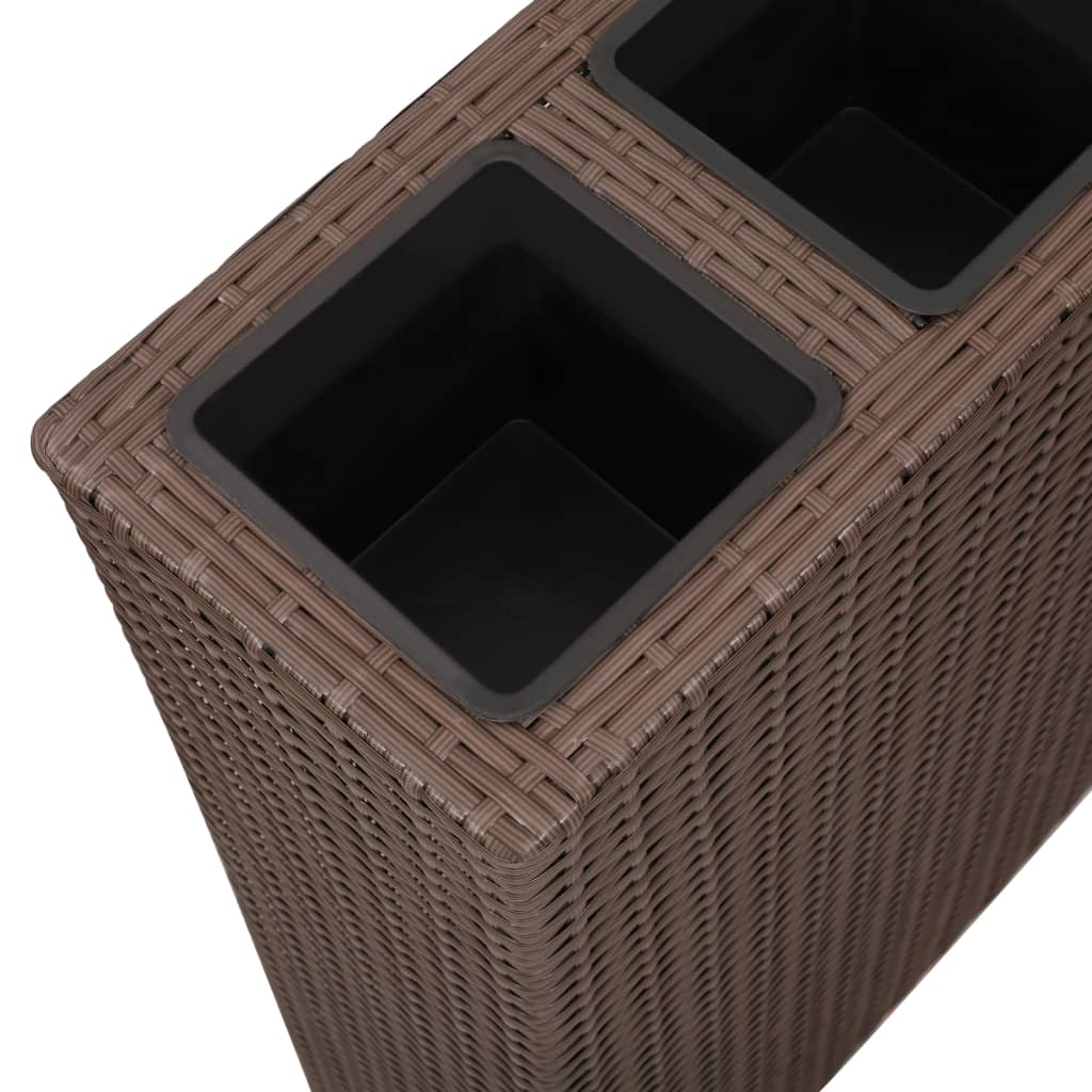 Garden Raised Bed with 4 Pots Poly Rattan Brown