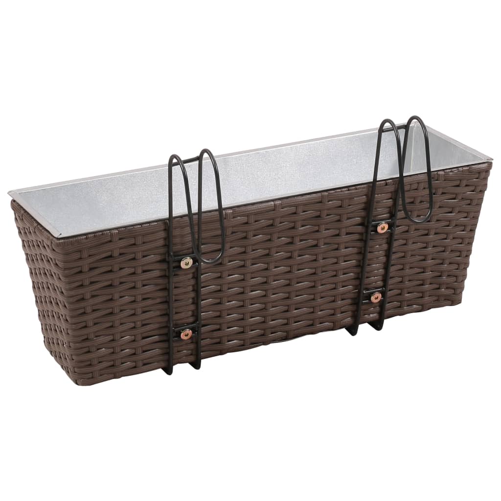 Balcony Hanging Rattan Planter Set 20 inch 2 pcs Brown